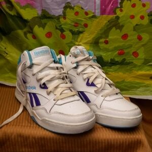 White Purple Turquoise Reebok Sneaker Shoes